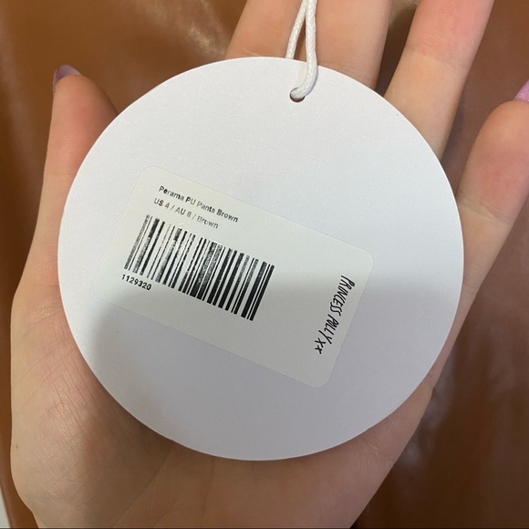 Princess Polly NWT Faux Leather High Waist Perama Pu Pants Brown Size 4 - Picture 6 of 10